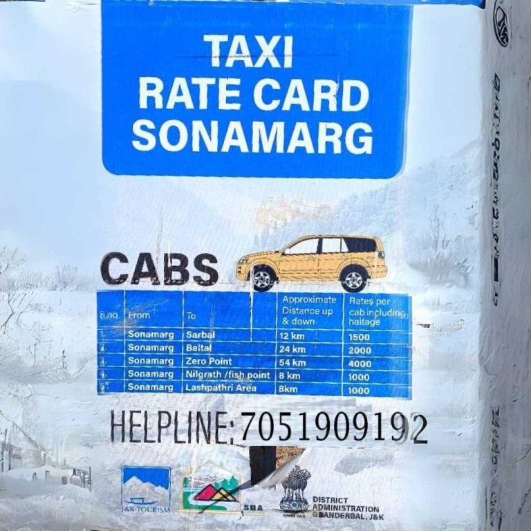 Taxi Rate Card Sonamarg tripmore
