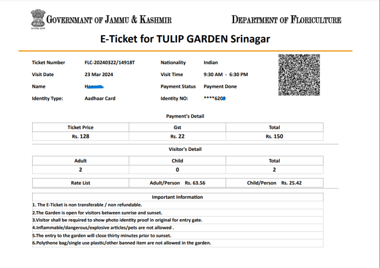 Tulip Garden Kashmir Ticket Booking - Online Tickets 2024